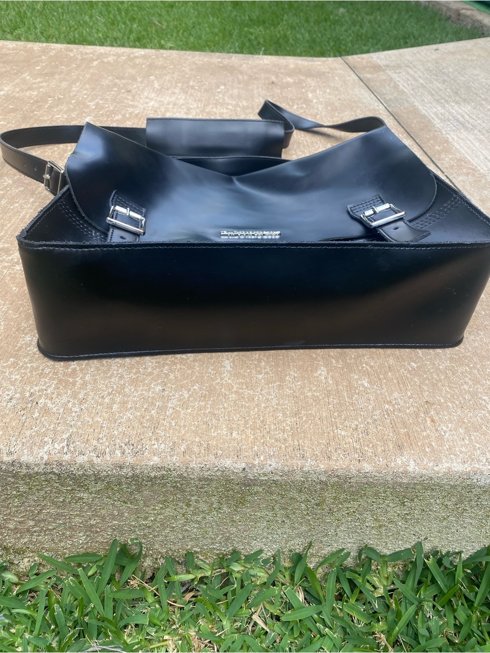 Dr. Martens Laptop Black Leather Messenger Bag with Top Handle 14”x12” - Picture 5 of 13
